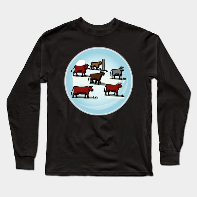 Bovine Revolution Cartoon Long Sleeve T-Shirt by Shadowbyte91